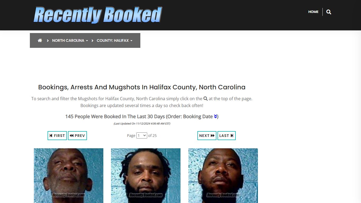 Bookings, Arrests and Mugshots in Halifax County, North Carolina