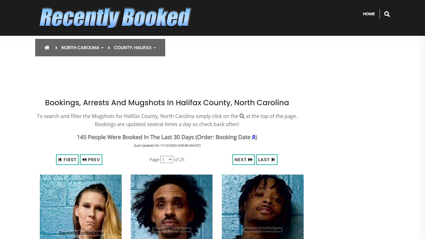 Bookings, Arrests and Mugshots in Halifax County, North Carolina